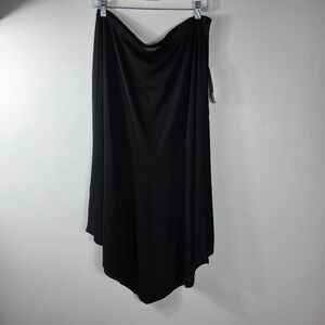 Josephine Chaus Black‎ Asymmetrical Hem Midi Skirt XL Rayon Polyester